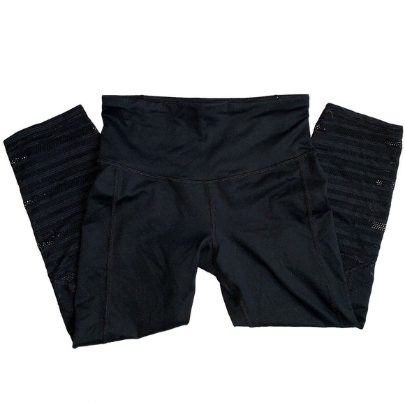 Champion Womens Capri Leggings Fitted‎ Athletic Black Dry Mesh Small XS - Picture 3 of 4